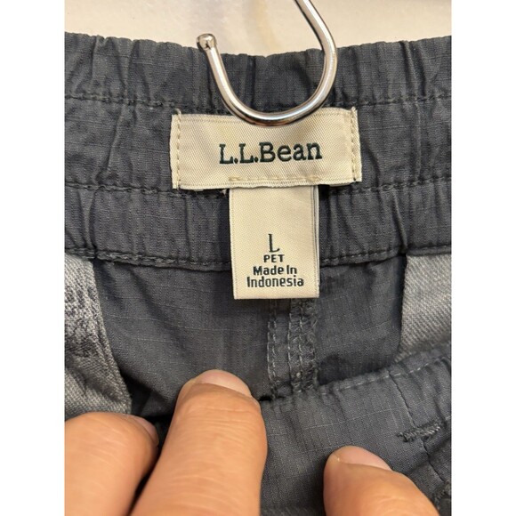 L.L. BEAN STRETCH RIPSTOP PULL ON GRAY PANTS wide LEG WOMENS LARGE Crop - Picture 4 of 10
